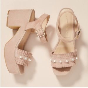 Anthropologie Bruno Pearled Platform Sandals Sz 8